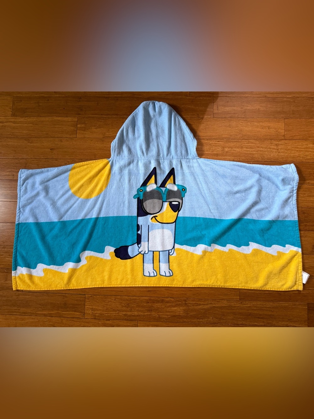 Othr Kids Hooded Beach Poncho Towel - Light Blue, Teal & Yellow